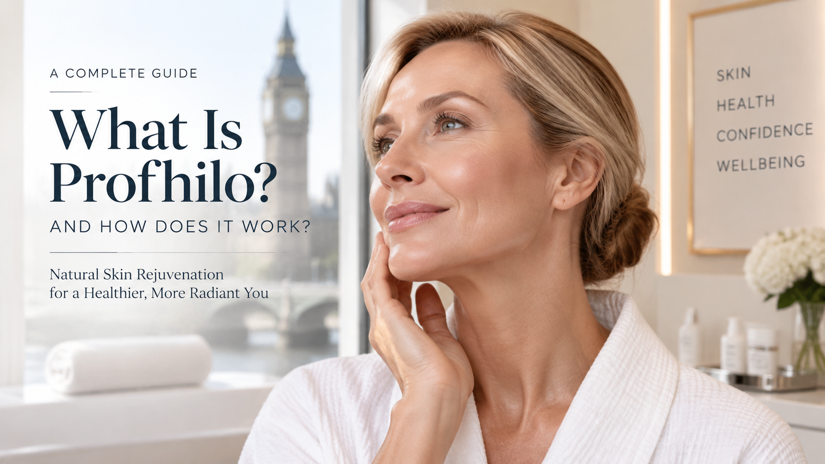 What is Profhilo London complete guide showing natural skin rejuvenation in a luxury aesthetic clinic